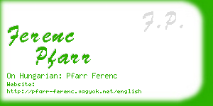 ferenc pfarr business card